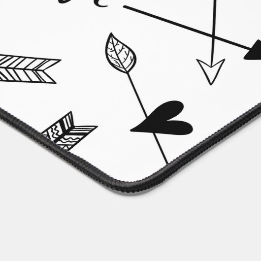 白黒の矢印とハート デスクマット (コーナー)