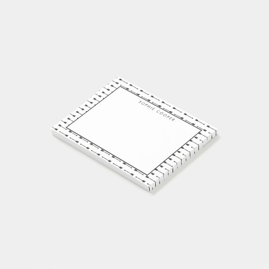 白黒の矢印のパーソナライズされた付箋 ポストイット (アングル)