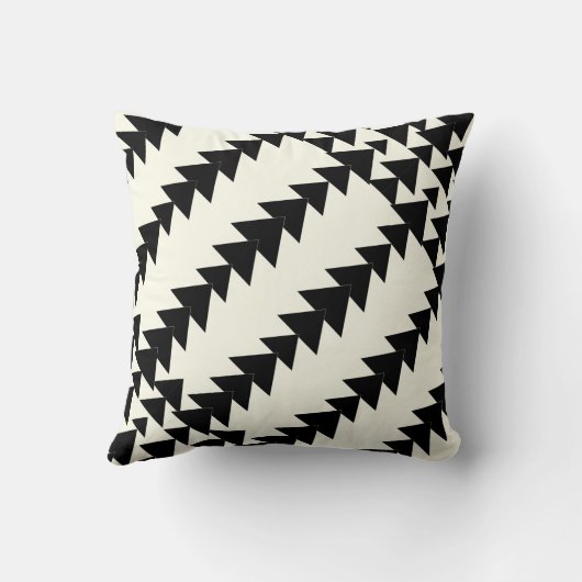 白黒の矢印ダイヤモンドの幾何学的パターン クッション (裏面)