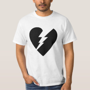 白黒の破損したハートベクトルアート Tシャツ