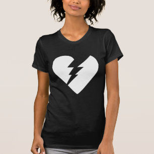 白黒の破損したハートベクトルアート Tシャツ