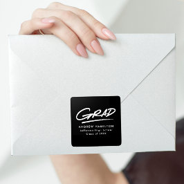 白黒の破線モダン卒業 スクエアシール