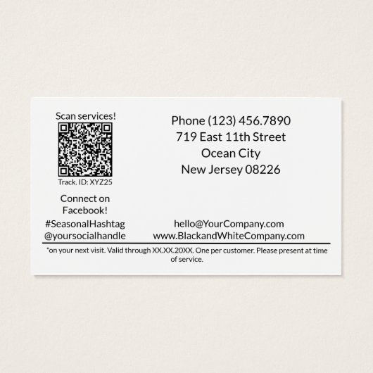 白黒の秋のおもしろい無料ギフト券カード (裏面)