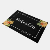 白黒の秋の葉 ドアマット (アングル)