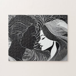 白黒の秘密キスの愛 ジグソーパズル