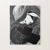 白黒の秘密キスの愛 ジグソーパズル (縦)