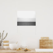 白黒の穏やかな海地平線16x20 ポスター (キッチン)