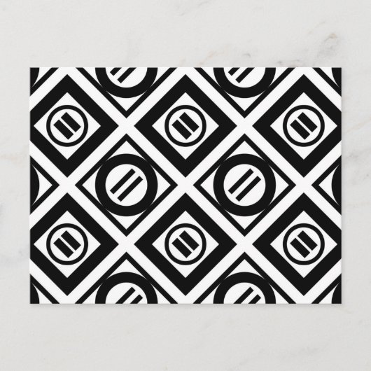 白黒の等号ジオメトリパターン ポストカード (正面)