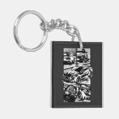 白黒の筋肉フューリー キーホルダー (正面左)