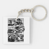 白黒の筋肉フューリー キーホルダー (裏面)