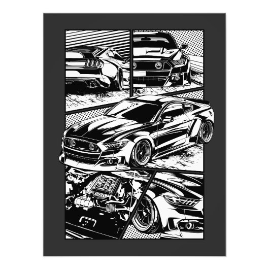 白黒の筋肉フューリー フォトプリント            (正面)