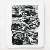 白黒の筋肉フューリー マウスパッド (正面)