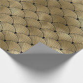 白黒の箔アールデコパターン ラッピングペーパー (角)