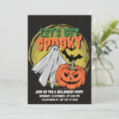 白黒の粒状ハローウィンパーティ 招待状 (スタンド正面)