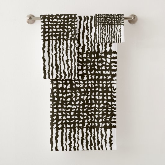 白黒の粗い格子模様 のバスタオルセット バスタオルセット (インサイチュ)