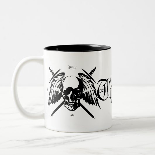 白黒の粗悪品のマグ ツートーンマグカップ (左)