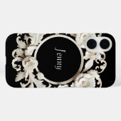 白黒の紙花フレーム iPhone 16 ケース Case-Mate iPhoneケース (裏面 (横))