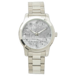 白黒の素敵な池 腕時計