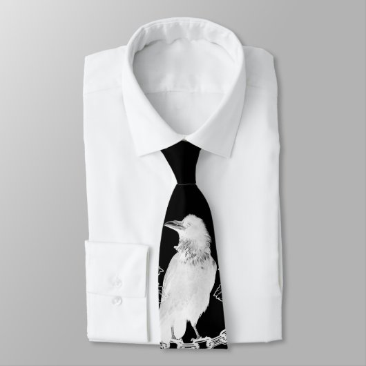 白黒の素晴らしいカラスそして花 ネクタイ (タイ)