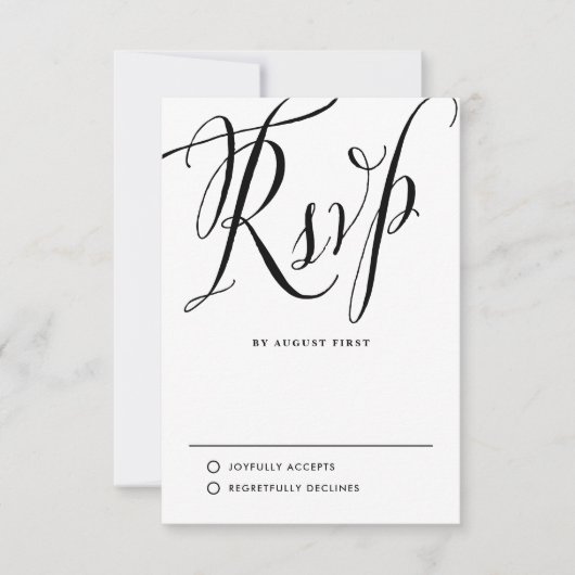 白黒の素朴書結婚類 出欠カード (正面)