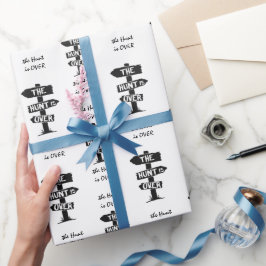 白黒の素朴〔雄ジカの〕枝角狩り終了 ラッピングペーパー