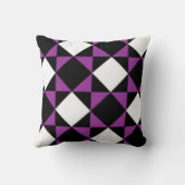 白黒の紫色のモダンなダイヤモンドの点検パターン クッション (裏面)