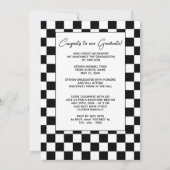 白黒の終市松模様に了フラグの卒業 案内状 (裏面)