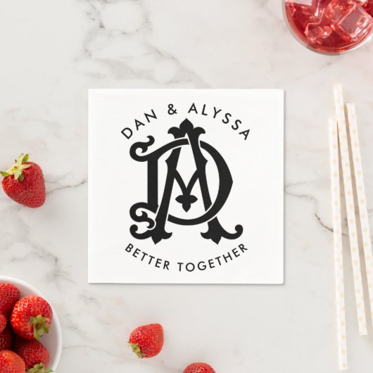 白黒の組み合わせ スタンダードカクテルナプキン (インサイチュ)