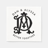 白黒の組み合わせ スタンダードカクテルナプキン (正面)