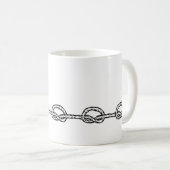 白黒の結び付き縄模様 コーヒーマグカップ (正面右)