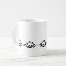 白黒の結び付き縄模様 コーヒーマグカップ