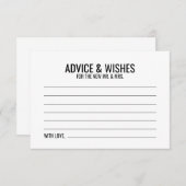 白黒の結婚アドバイスとウィッシュ アドバイスカード (正面/裏面)