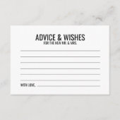白黒の結婚アドバイスとウィッシュ アドバイスカード (正面)