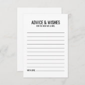 白黒の結婚アドバイスとウィッシュ アドバイスカード (正面/裏面)