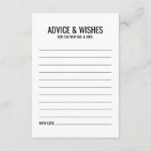 白黒の結婚アドバイスとウィッシュ アドバイスカード (正面)