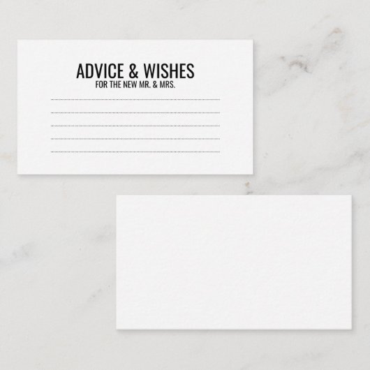 白黒の結婚アドバイスと願い アドバイスカード (正面/裏面)