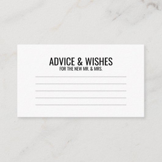 白黒の結婚アドバイスと願い アドバイスカード (正面)