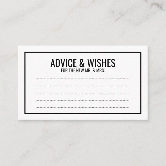 白黒の結婚アドバイスと願い アドバイスカード (正面)