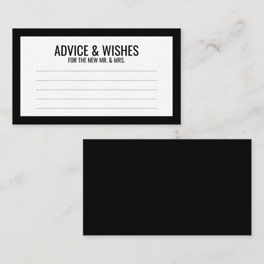 白黒の結婚アドバイスと願い アドバイスカード (正面/裏面)