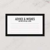 白黒の結婚アドバイスと願い アドバイスカード (正面)