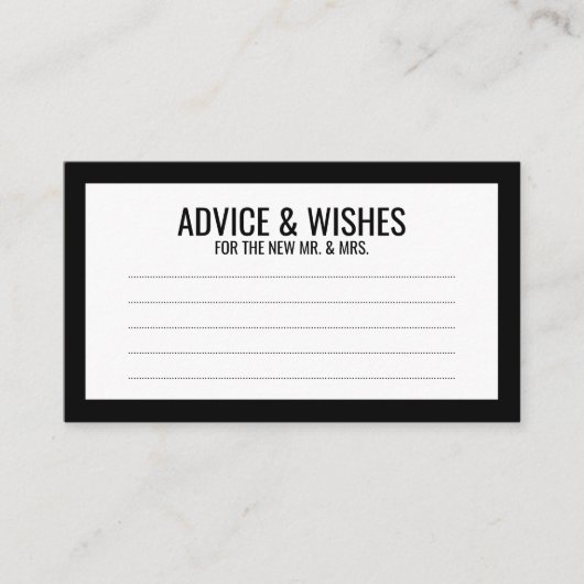 白黒の結婚アドバイスと願い アドバイスカード (正面)