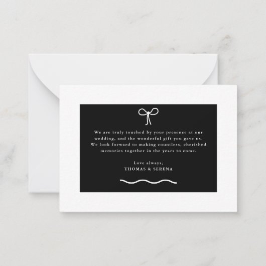 白黒の結婚サンキューカード ノートカード (裏面)