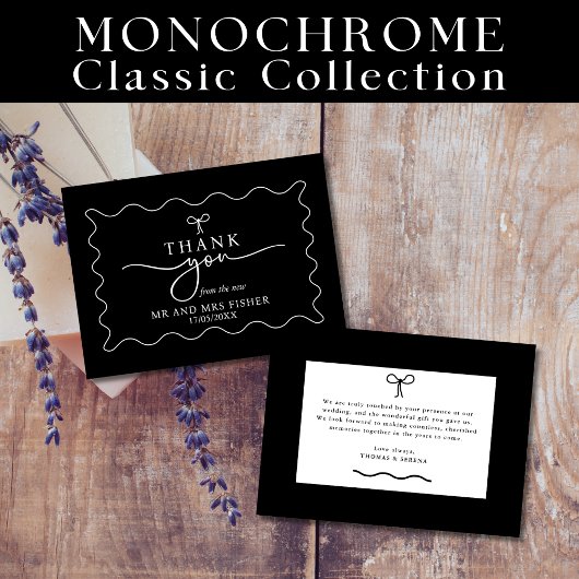 白黒の結婚サンキューカード ノートカード