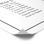 白黒の結婚シーティングチャートとスクリプト ポスター (角)