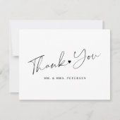 白黒の結婚スクリプエレガントト サンキューカード (正面)
