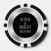 白黒の結婚トランプのポーカーチップ ポーカーチップ (正面)