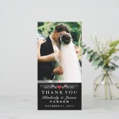 白黒の結婚ハート写真サンキューカード サンキューカード (スタンド正面)