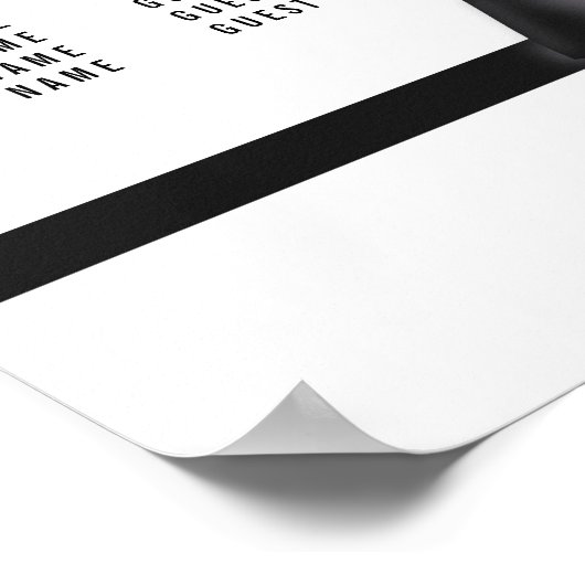 白黒の結婚座席表ポスター16x20 ポスター (角)