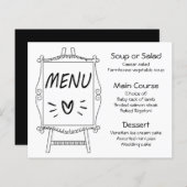 白黒の結婚式のメニューイーゼル記号 (正面/裏面)