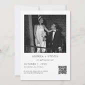 白黒の結婚式の日付写真を保存 招待状 (裏面)